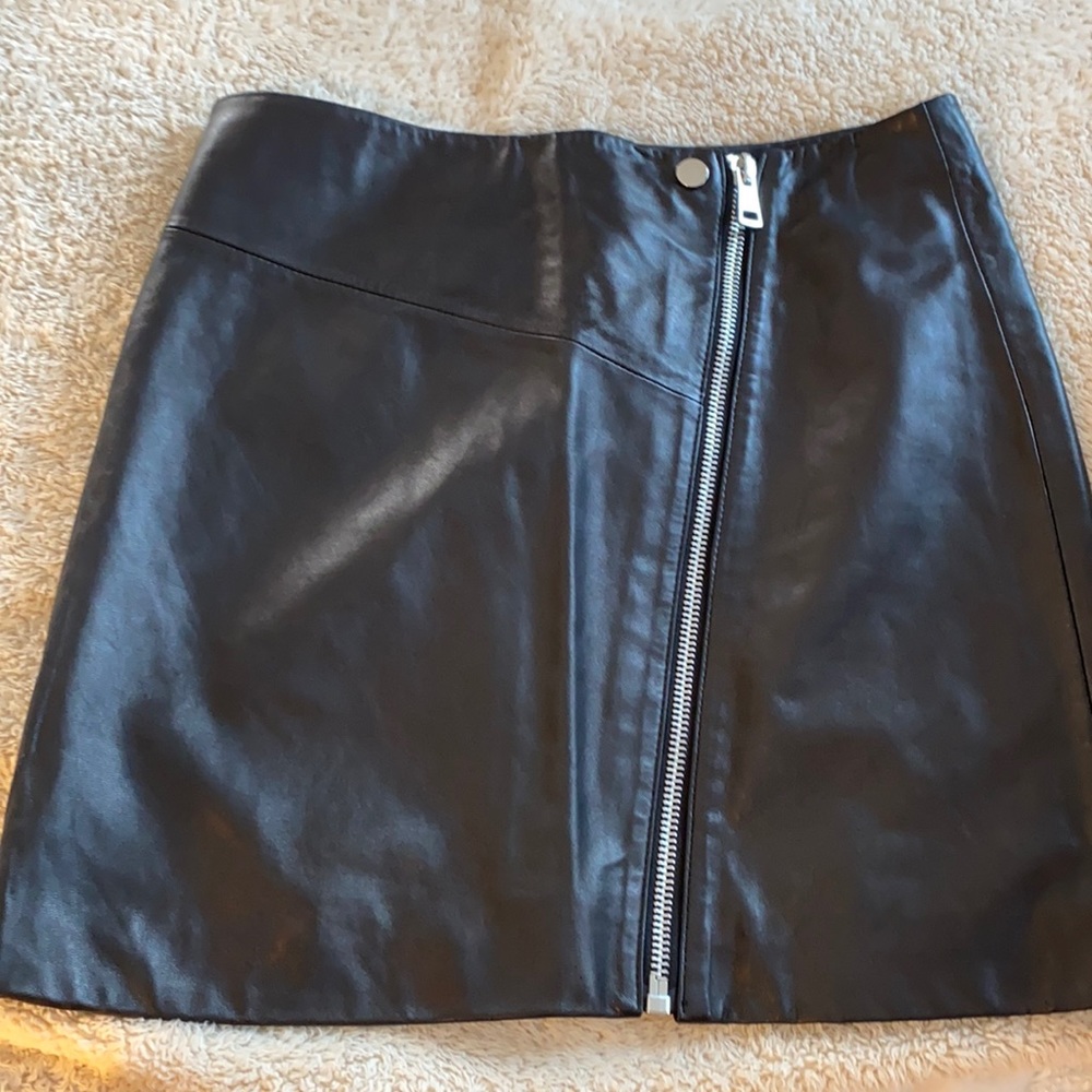 Aqua mini leather skirt
